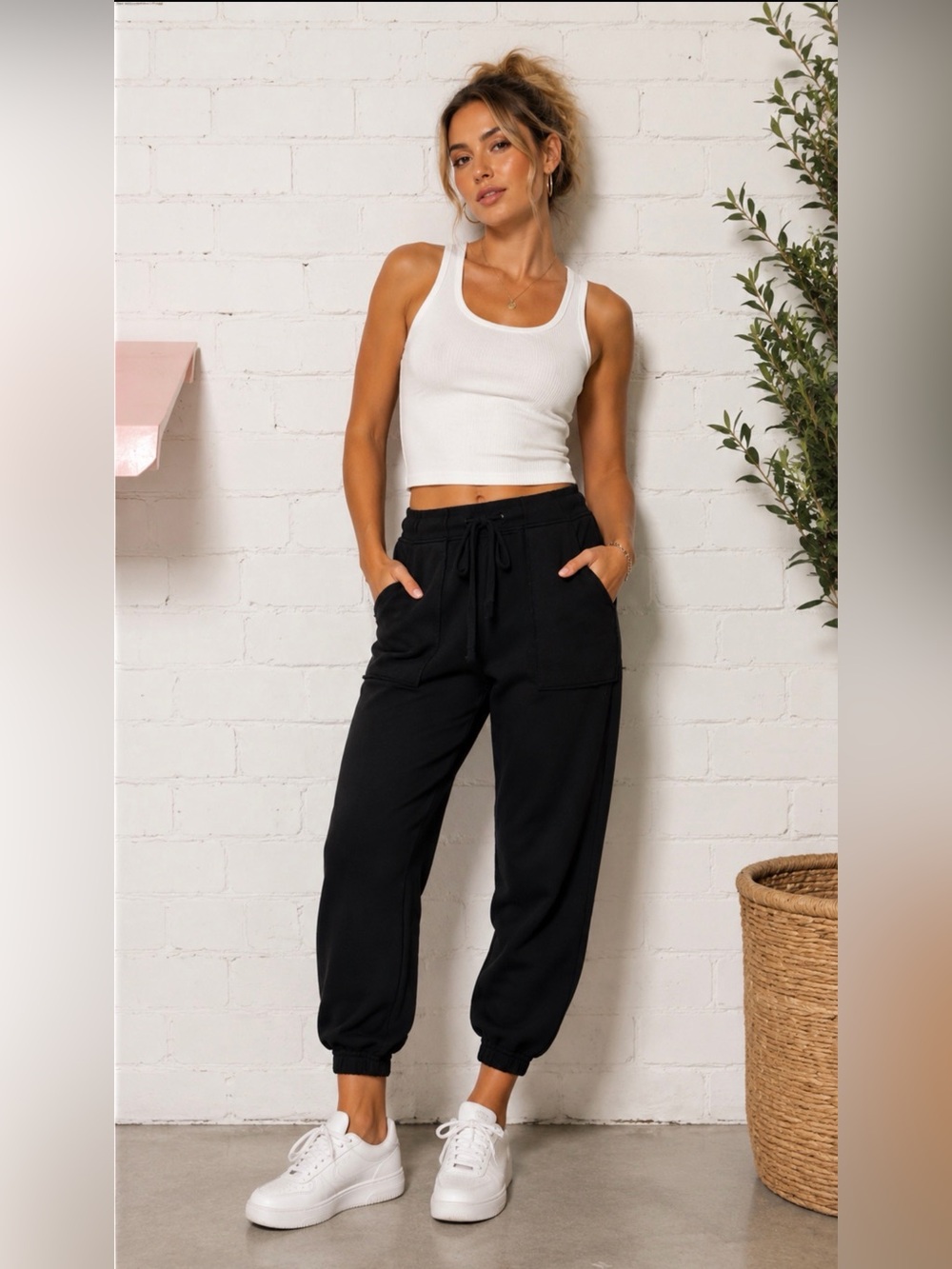 FRANK & EILEEN EAMON TRIPLE FLEECE JOGGER BLACK SIZE S RELAXED COTTON CLASSIC